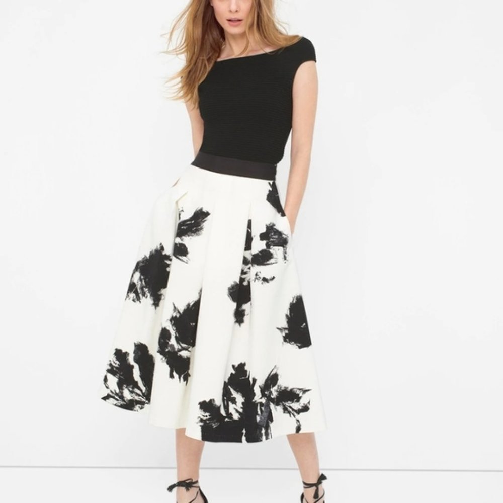 FLORAL-PRINT FULL MIDI SKIRT